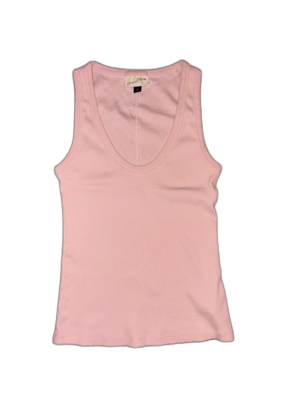 Havana Pink Ribbed Scoop Tank Top